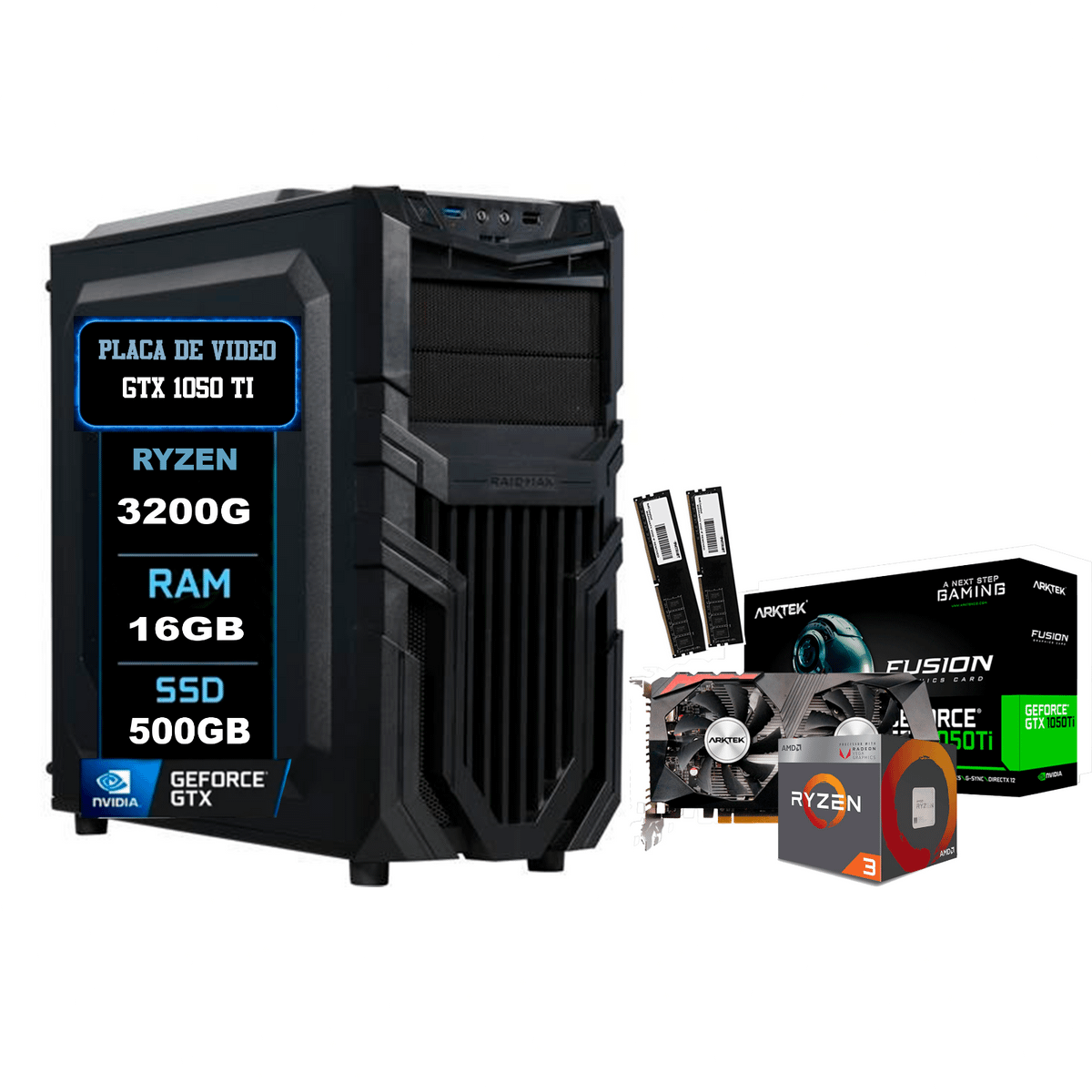 Pc Gamer Otimo Desemepenho para Jogos Amd Ryzen 3 3200g Gtx