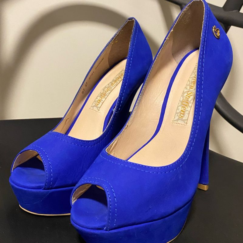 Peep Toe Carmen Steffens Salto Alto Azul Royal Sapato Feminino Carmen  Steffens Usado 71683056 enjoei
