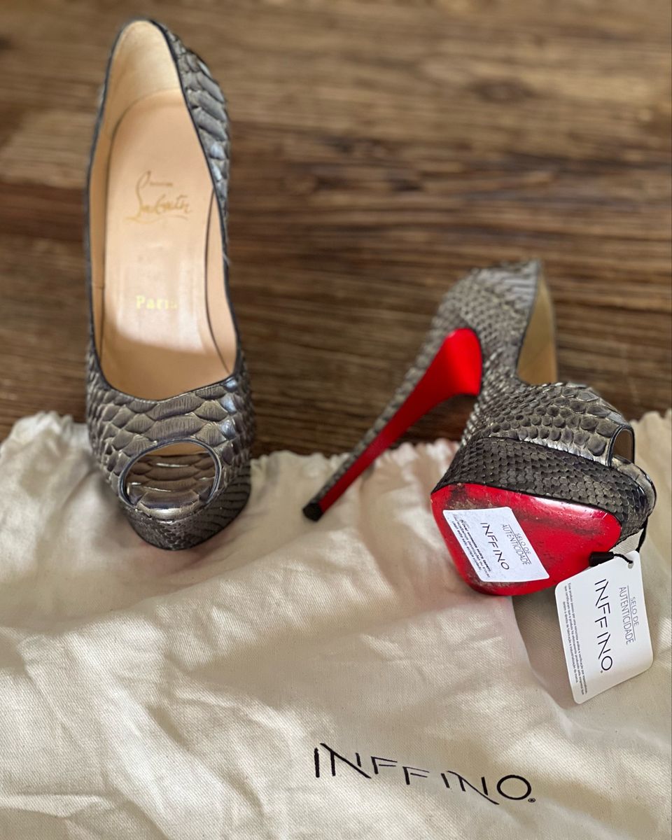 Peep Toe Christian Louboutin Altadama Python Semi Novo Usado Em Desfile ...