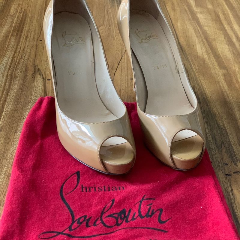 Peep Toe Christian Louboutin Original Tam 37 ( Salto 10 Cm Peep Toe Christian Louboutin Original Tam 37 ( Salto 10 Cm