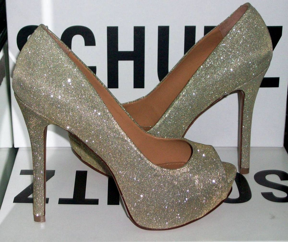 peep toe dourado glitter