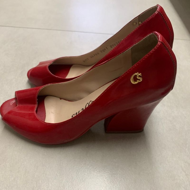 HOT Sapato Peep Carmen Steffens Peep Toe Peep Toe Vermelho