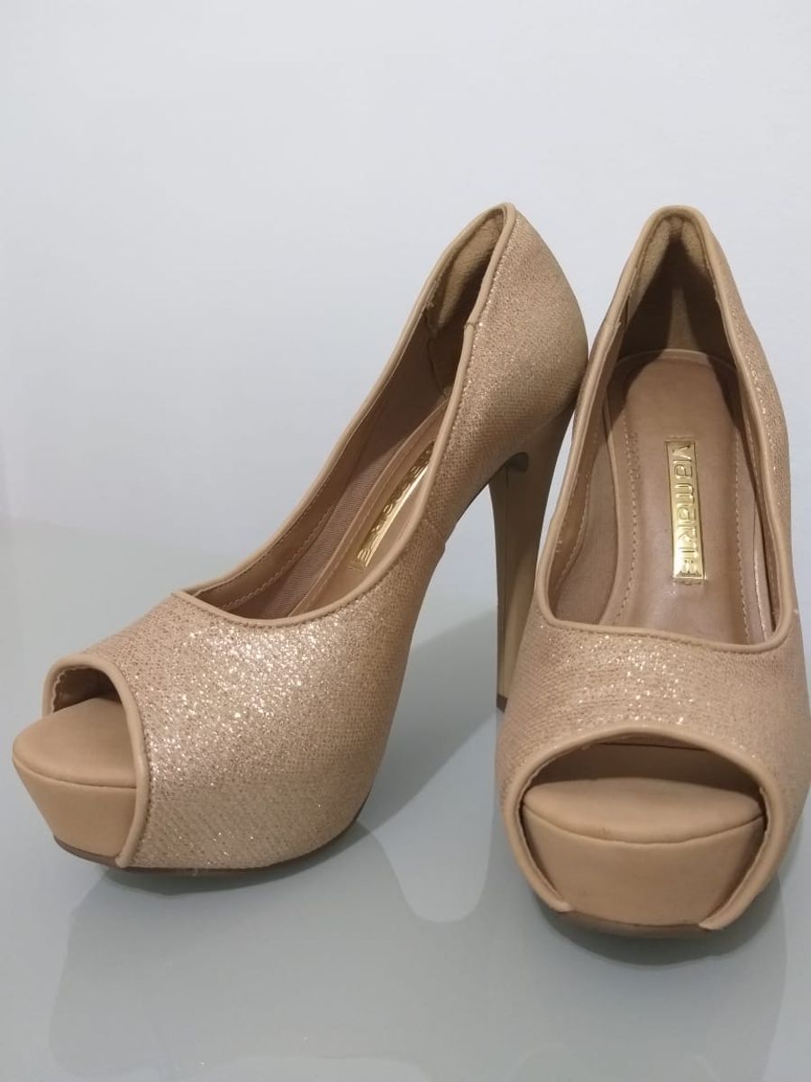 Peep toe dourado glitter cheap
