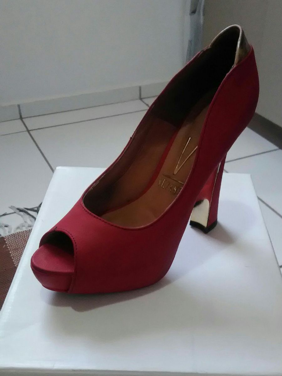 peep toe vermelho vizzano