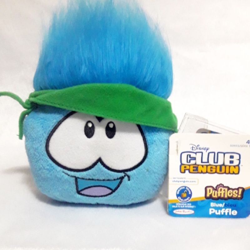 Pelúcia do Club Penguin Puffle Azul 10 Cm Moeda Pelúcia Disney