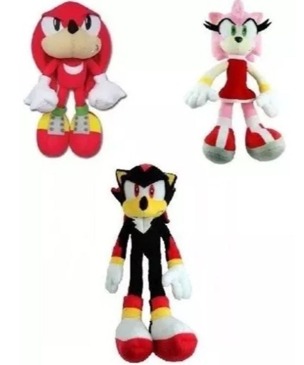 2 Bonecos Pelúcia Sonic E Knuckles 35 Cm Unisex Antialergico