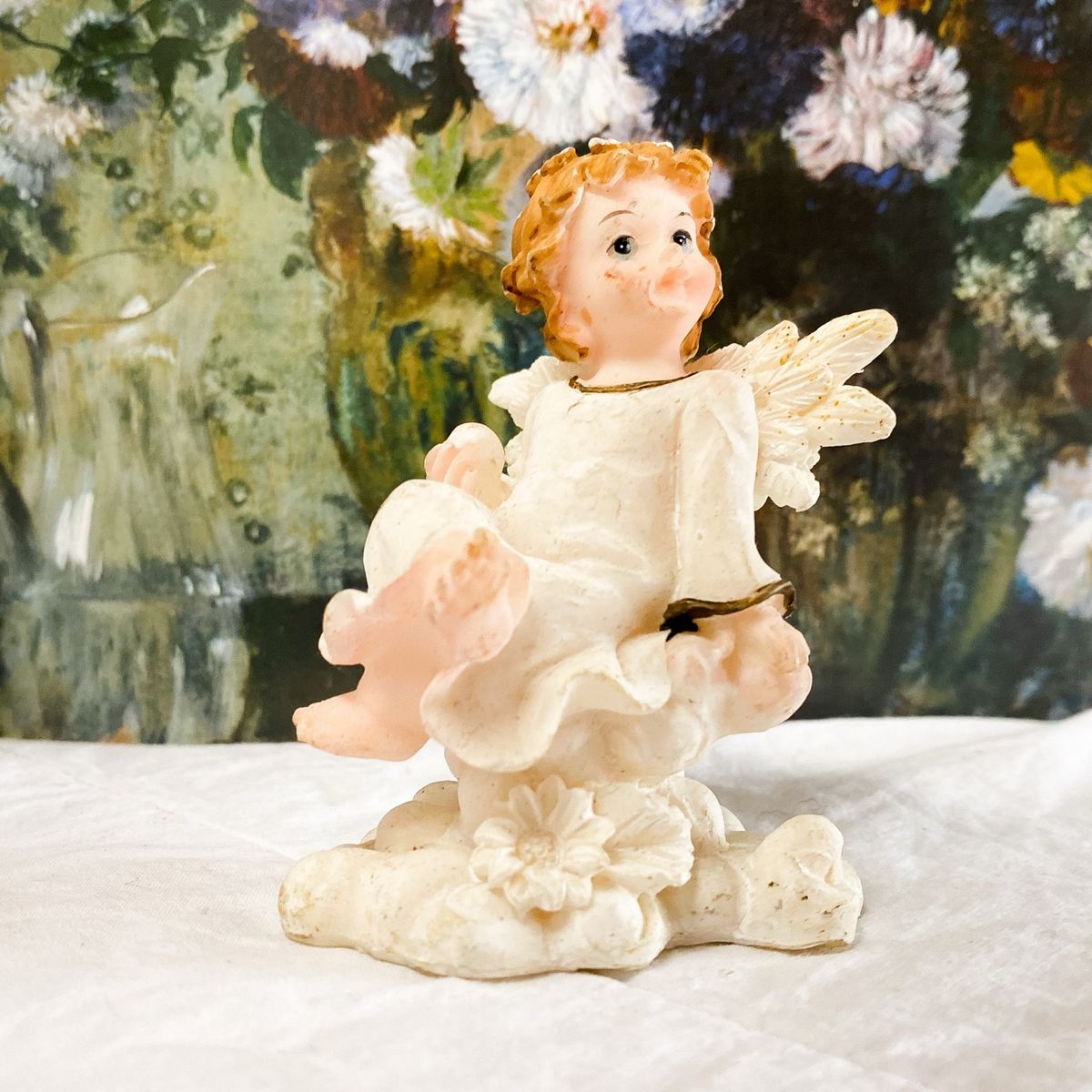 Pequeno Bibelô Anjo Decoração Resina Vintage | Item de Decoração ...