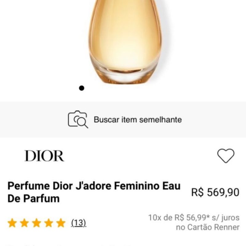 Perfume Jadore Dior 50ml Novo Comprado Na Renner Eau de Parfum