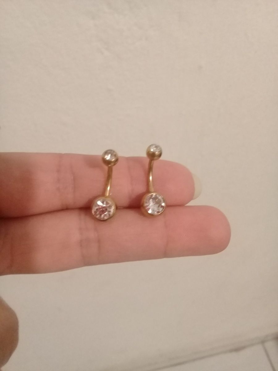 Piercing Barbell Umbigo Dourado Jóia Feminina Ousada Joia Nunca Usado