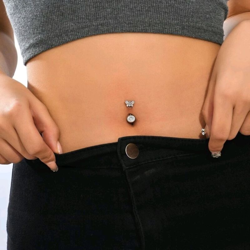 Piercing Umbigo Strass Boreal Aço - Eu Curto Acessórios