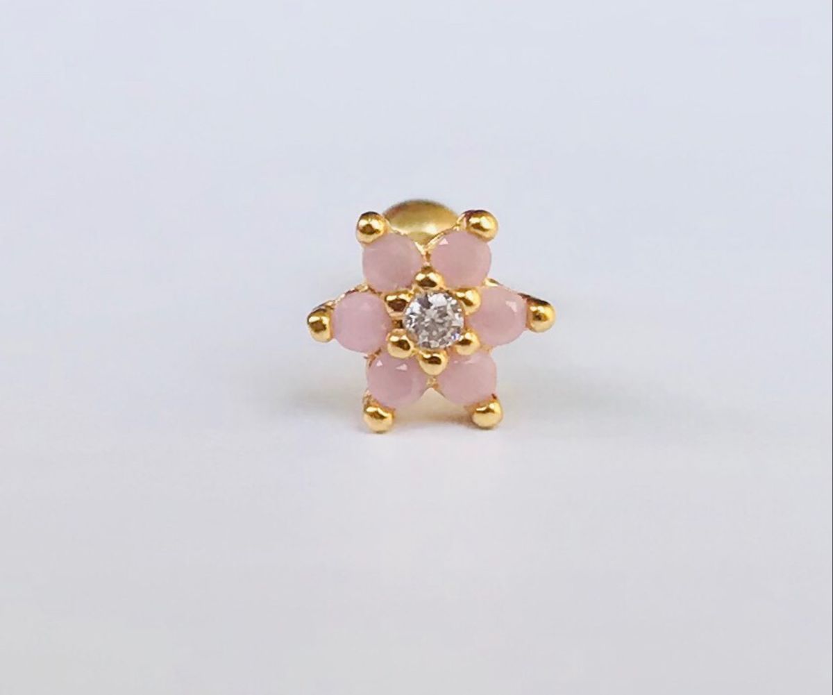 piercing flower opala rosa - jóias kedros