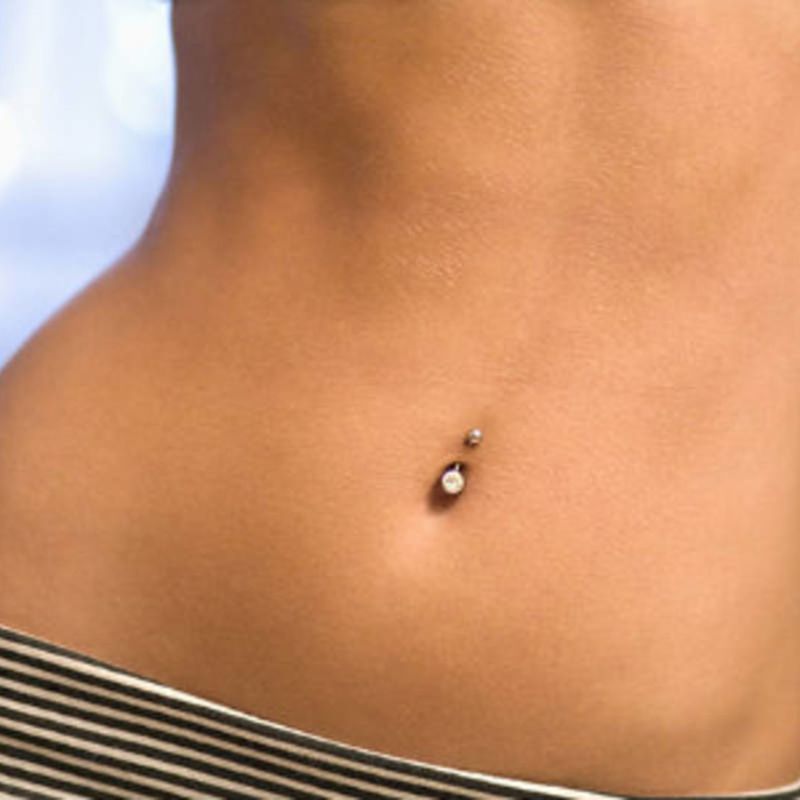 Piercing De Umbigo Com Strass Em Aço Cirúrgico - M - SegundoFuro.com