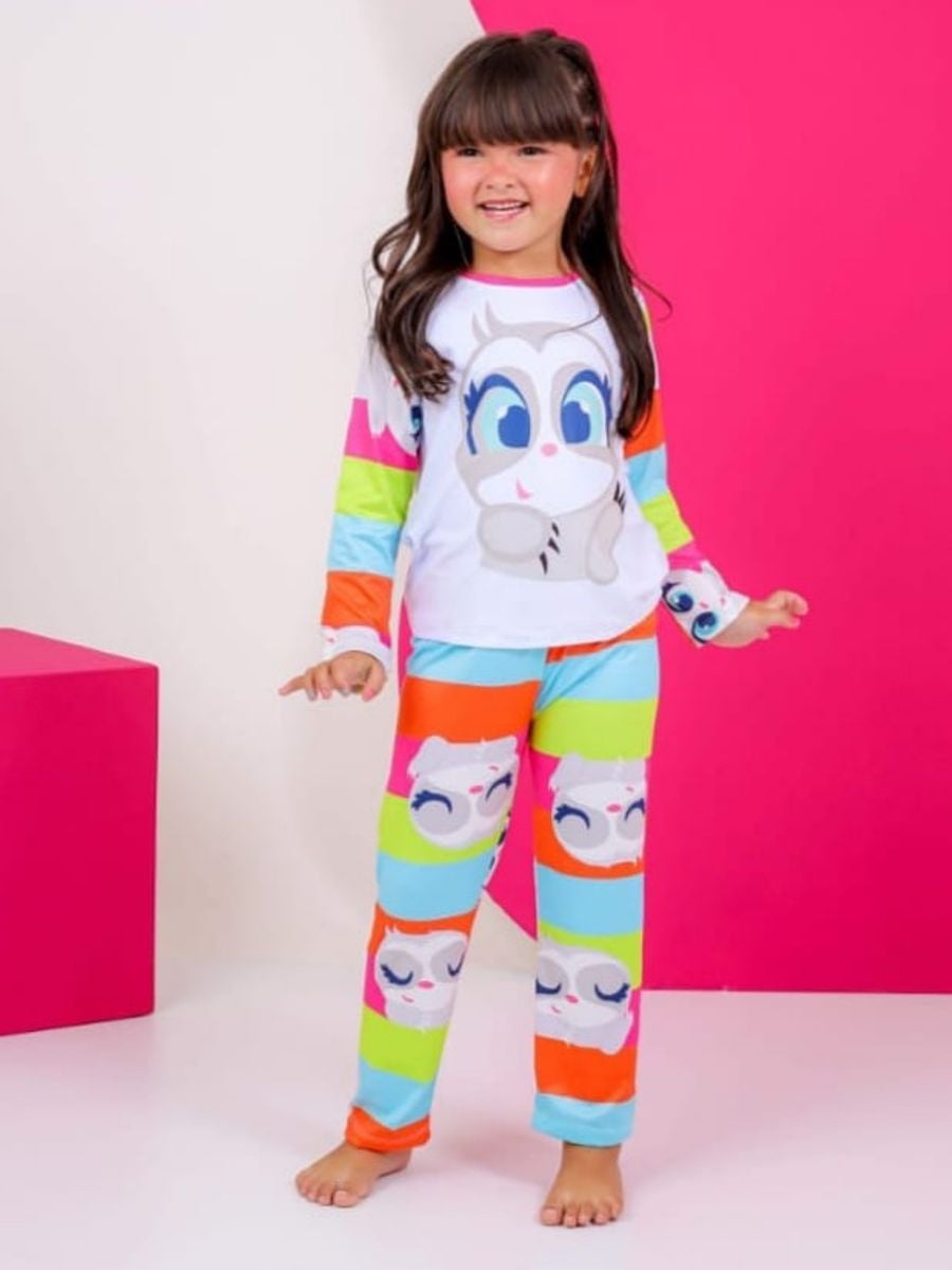 Pijama Bicho Preguiça Comprido Tecido Suede 12 Anos | Roupa Infantil ...