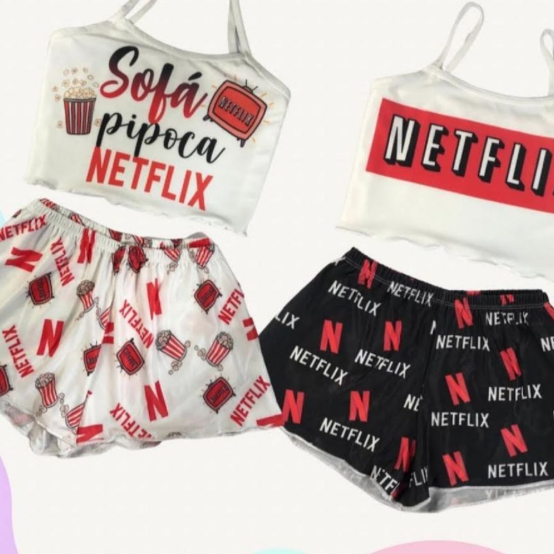 Pijama Blogueira Netflix Shorts Feminino Nunca Usado 71880891