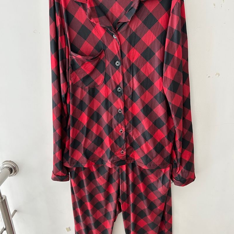 Pijama Xadrez Vermelho Vintage - Feminino Vermelho