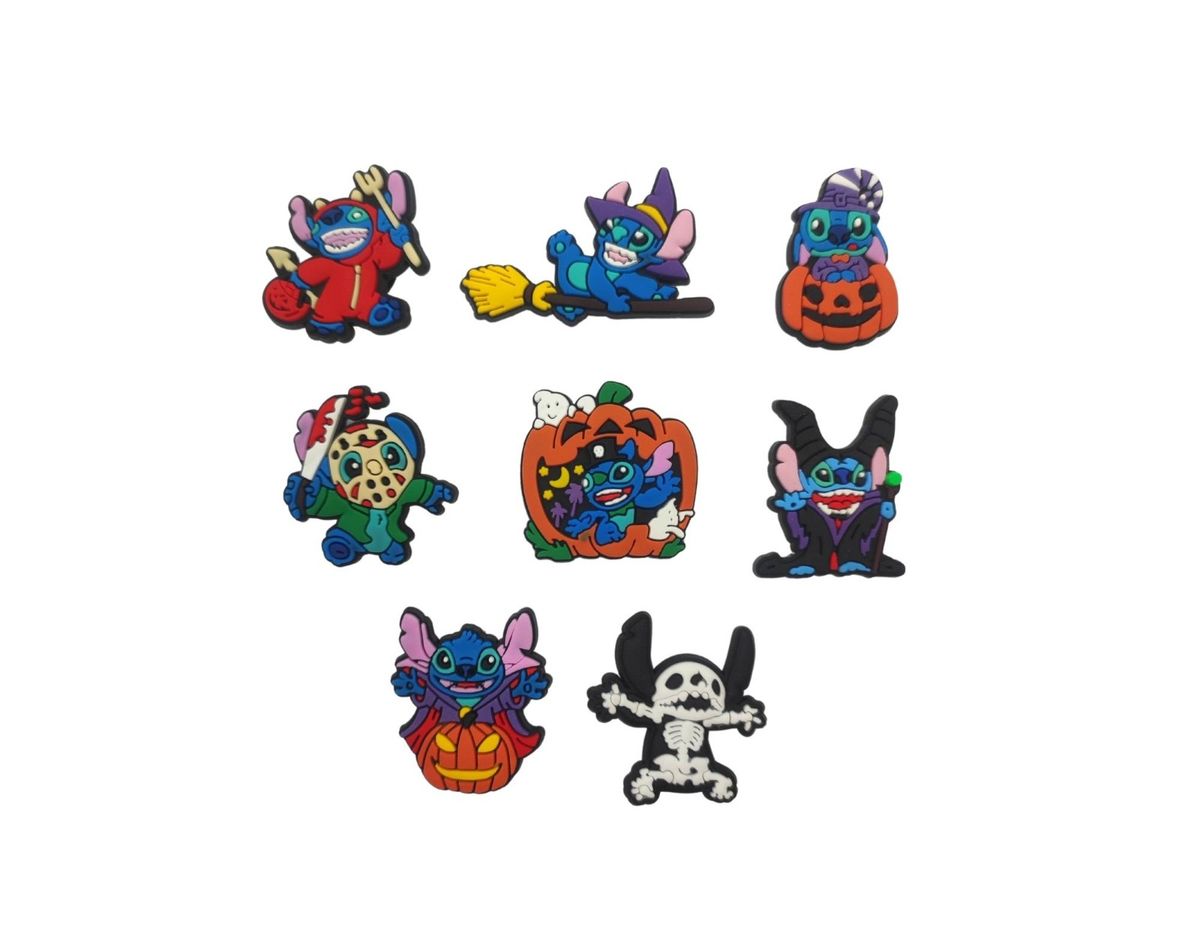 Pin para Crocs Stitch Halloween Kit com 8 Pins Item Infantil Nunca