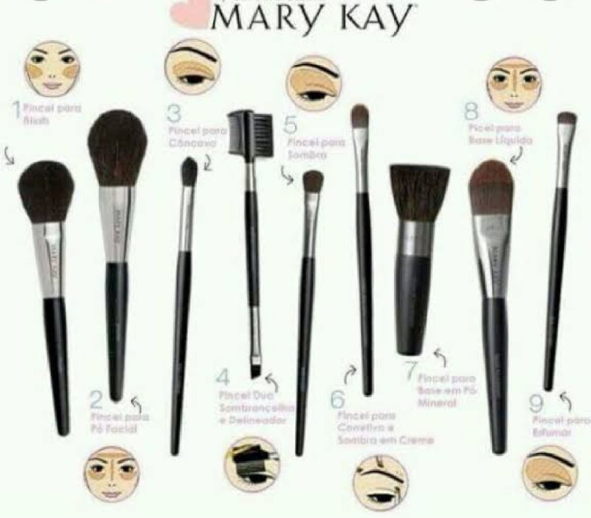 Pincel Duo Sobrancelha E Delineador Maquiagem Feminina Mary Kay Nunca