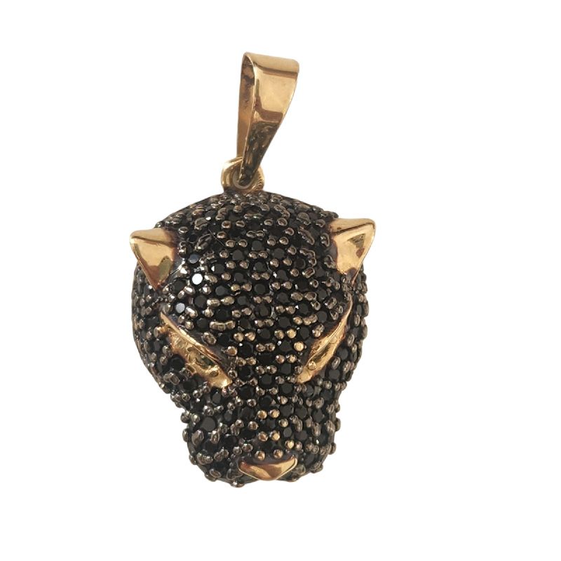 Pingente Cabe a de Pantera Ouro 18k Amarelo Zirconio Negro e Verde Nos Olhos.rosangela Lima Joias J ia Feminina Rosangela Lima Joias Nunca Usado