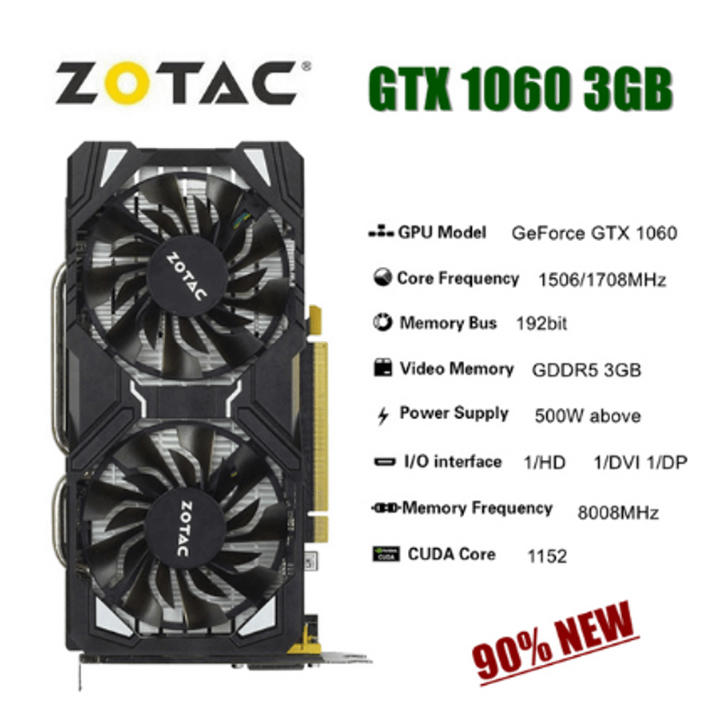 Placa de Vídeo Zotac GTX 1060 3GB - ZT-P10610A-10L | KaBuM!