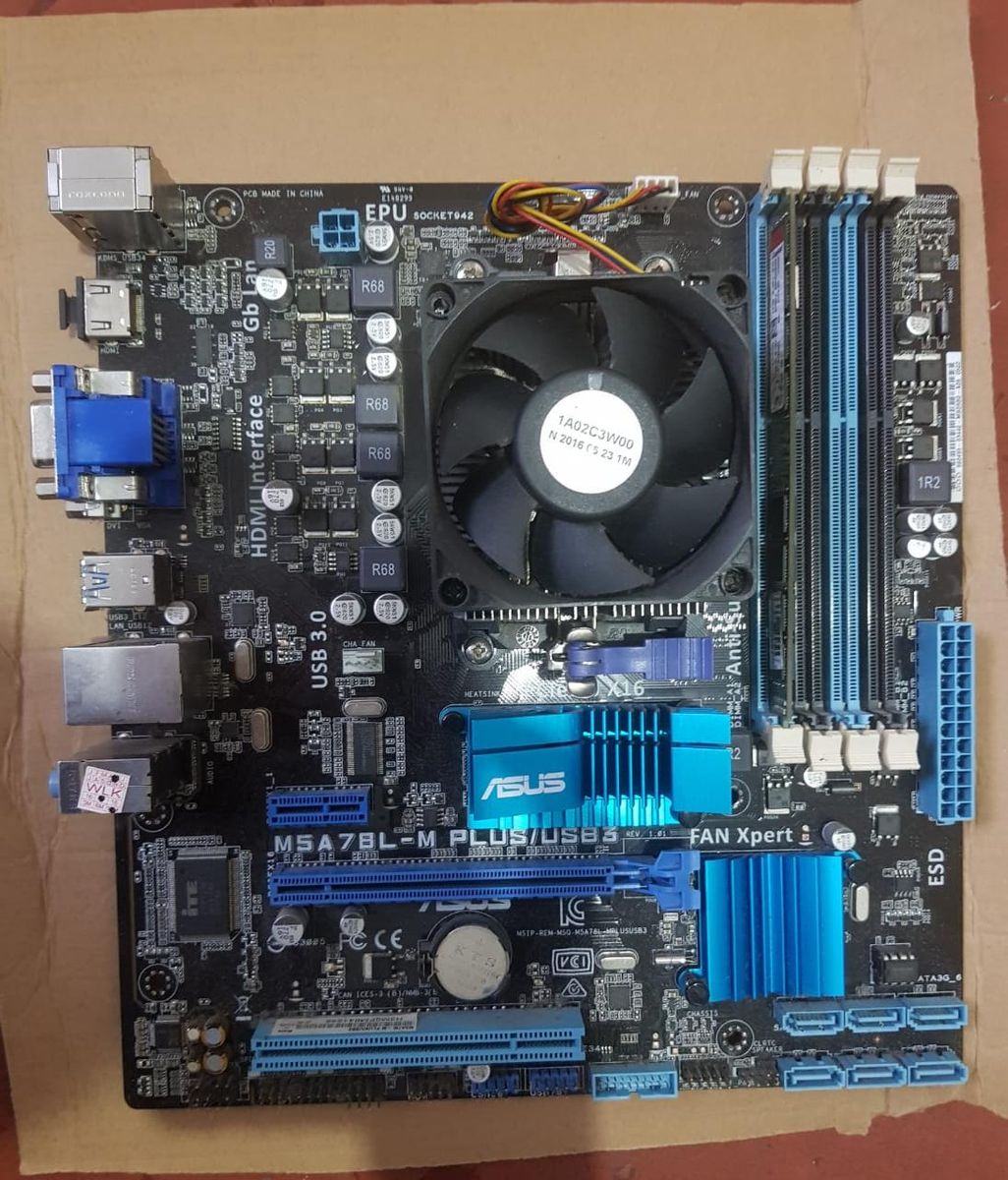 Placa Mãe M5a78lm Plus/usb3 + Processador Fx 6300 + Memoria 8gb + Cooler Computador Desktop