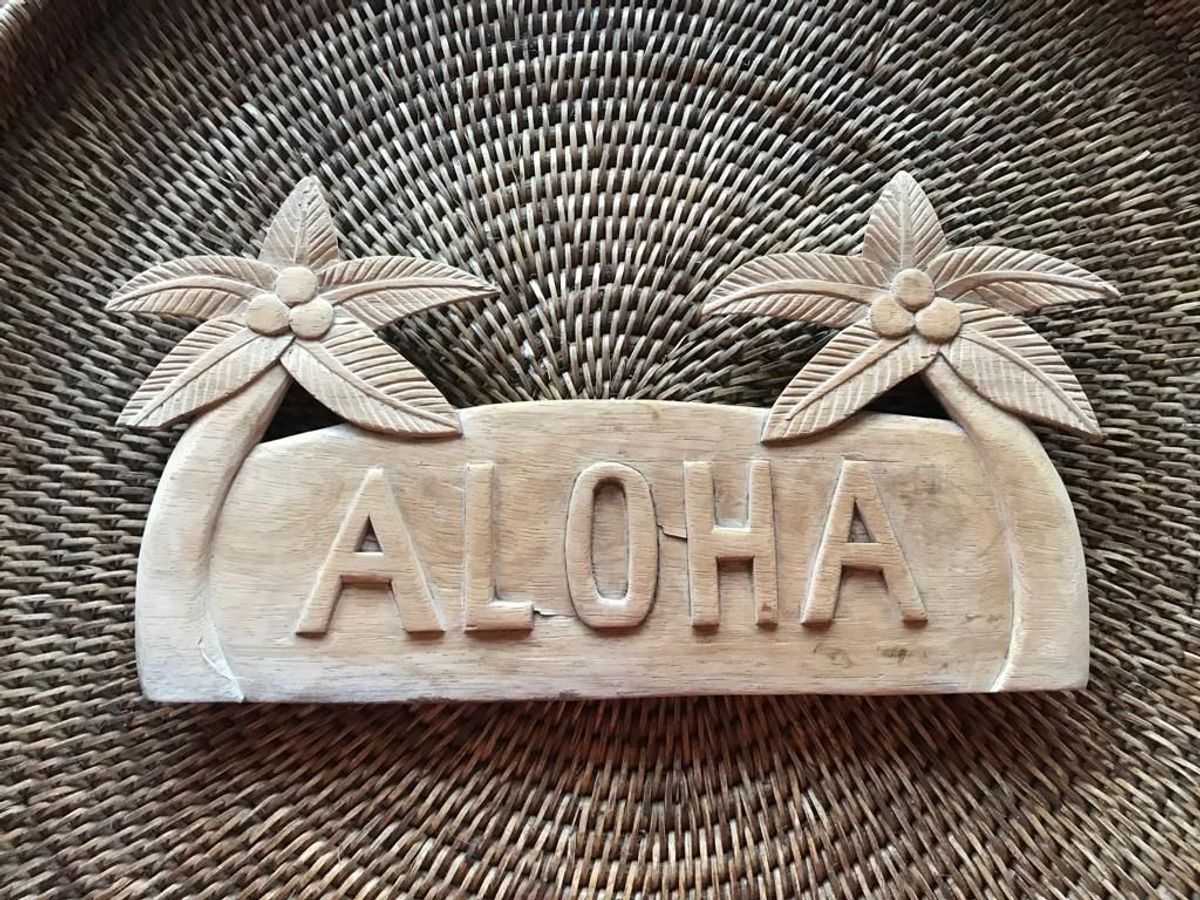 placa / quadro de madeira aloha - decoração sem marca