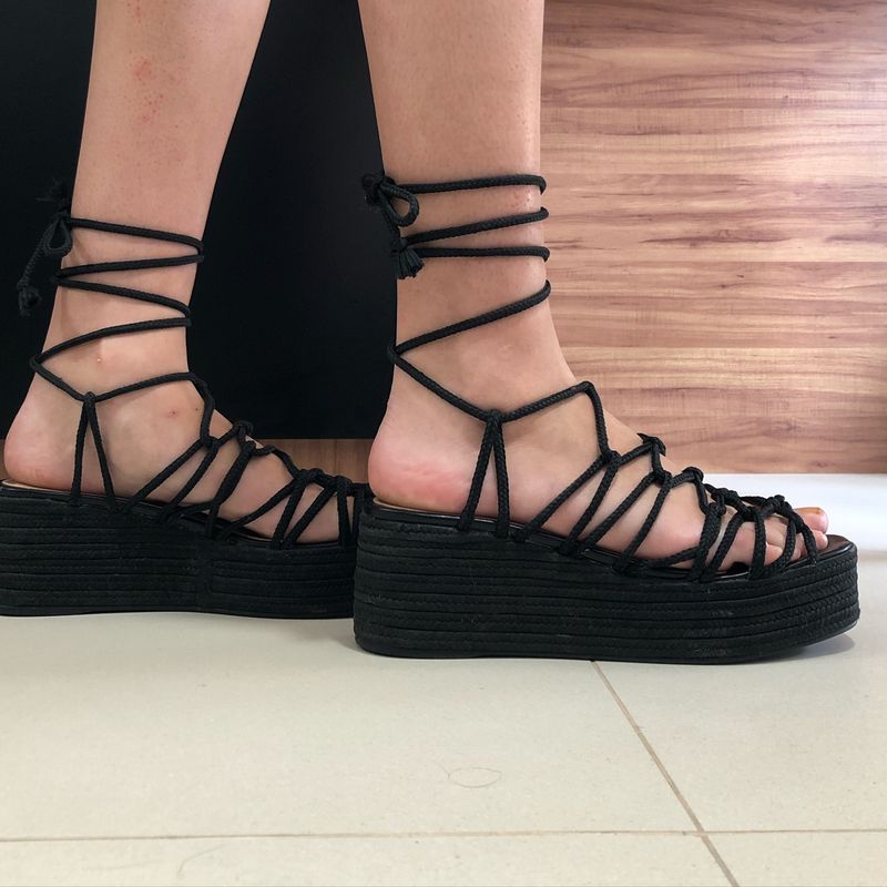 Sandalia flatform amarração hot sale sonho dos pes