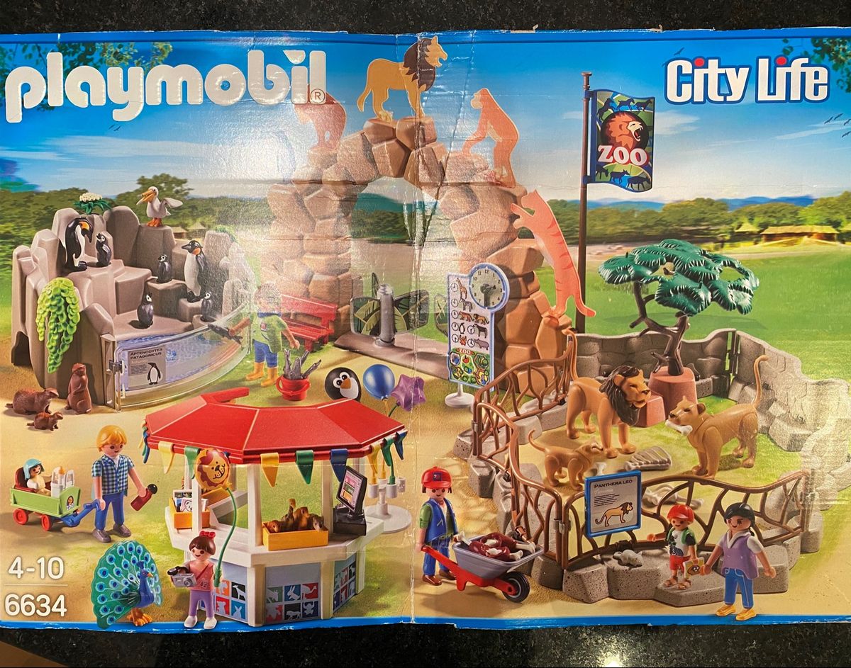 Accessoire Playmobil Grand Zoo : Base Rocher Avec Clôture Et Bassin - Neuf - Réf. 6634