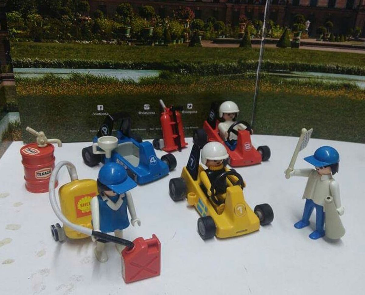 PLAYMOBIL 3523 GO-KARTS pilotes course 1979 en boîte vintage complet