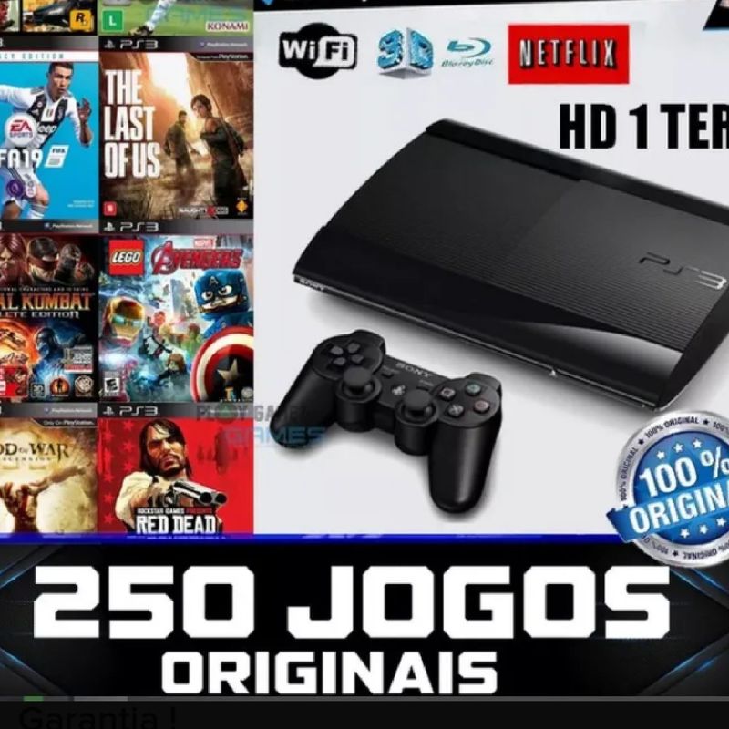 Playstation 3 Ps3 Play Usado Slim Com 40 Jogos + 2 Controles