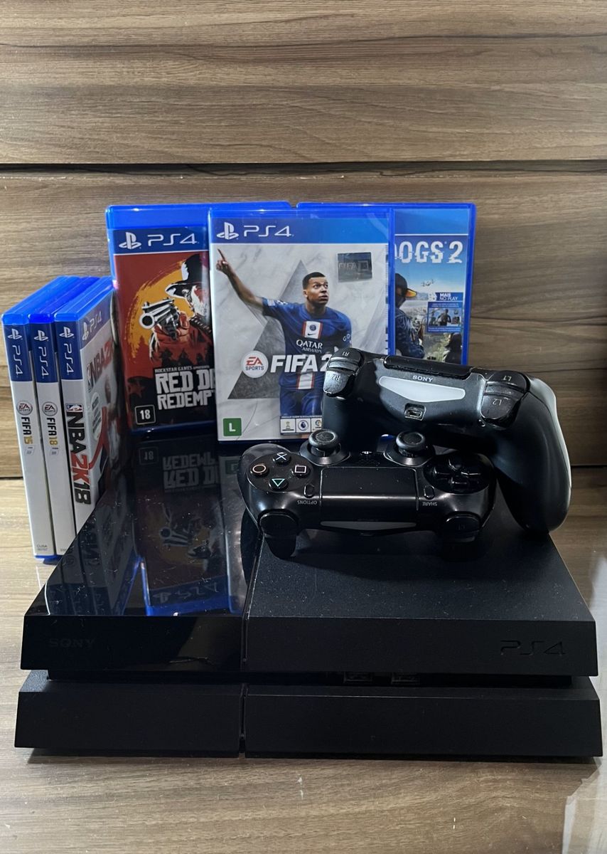 Console PS4 Slim 500GB com 2 Controles e Fifa 19 - 2 Anos de