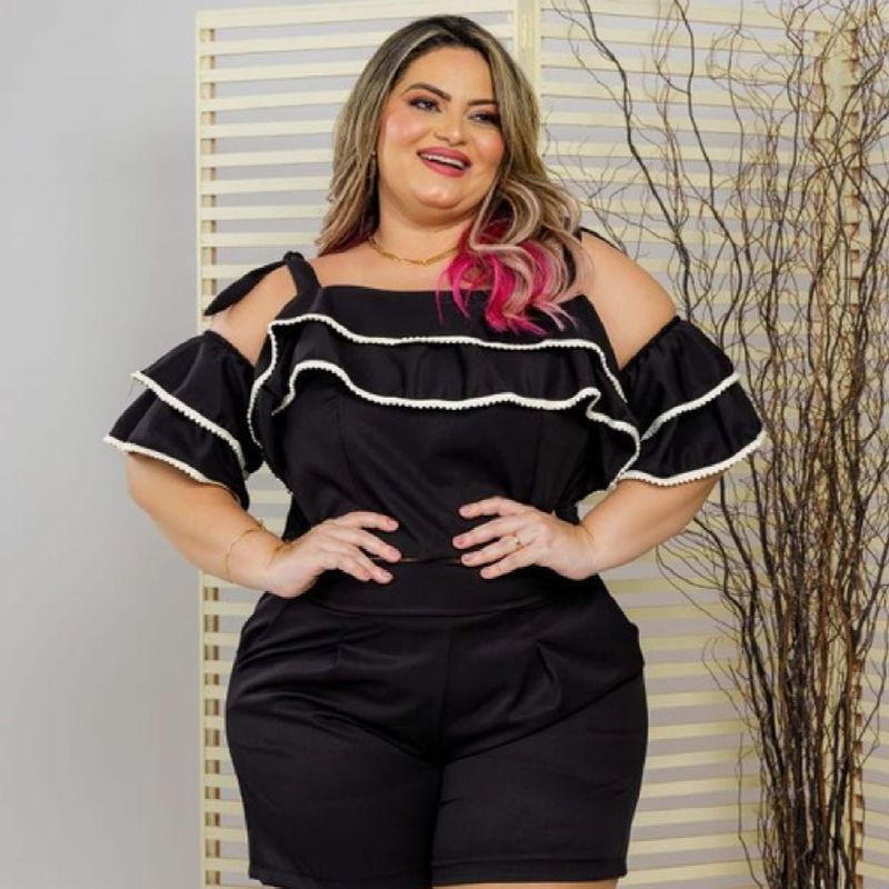 Plus Size Conjunto Short e Blusa Shorts Feminino Sousa Plus Size