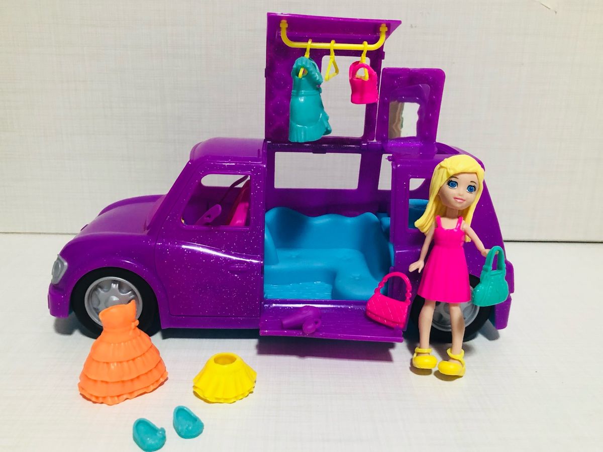 Mini Boneca - Polly Pocket - Polly com Veículo - Limousine Fashion - Mattel  - superlegalbrinquedos