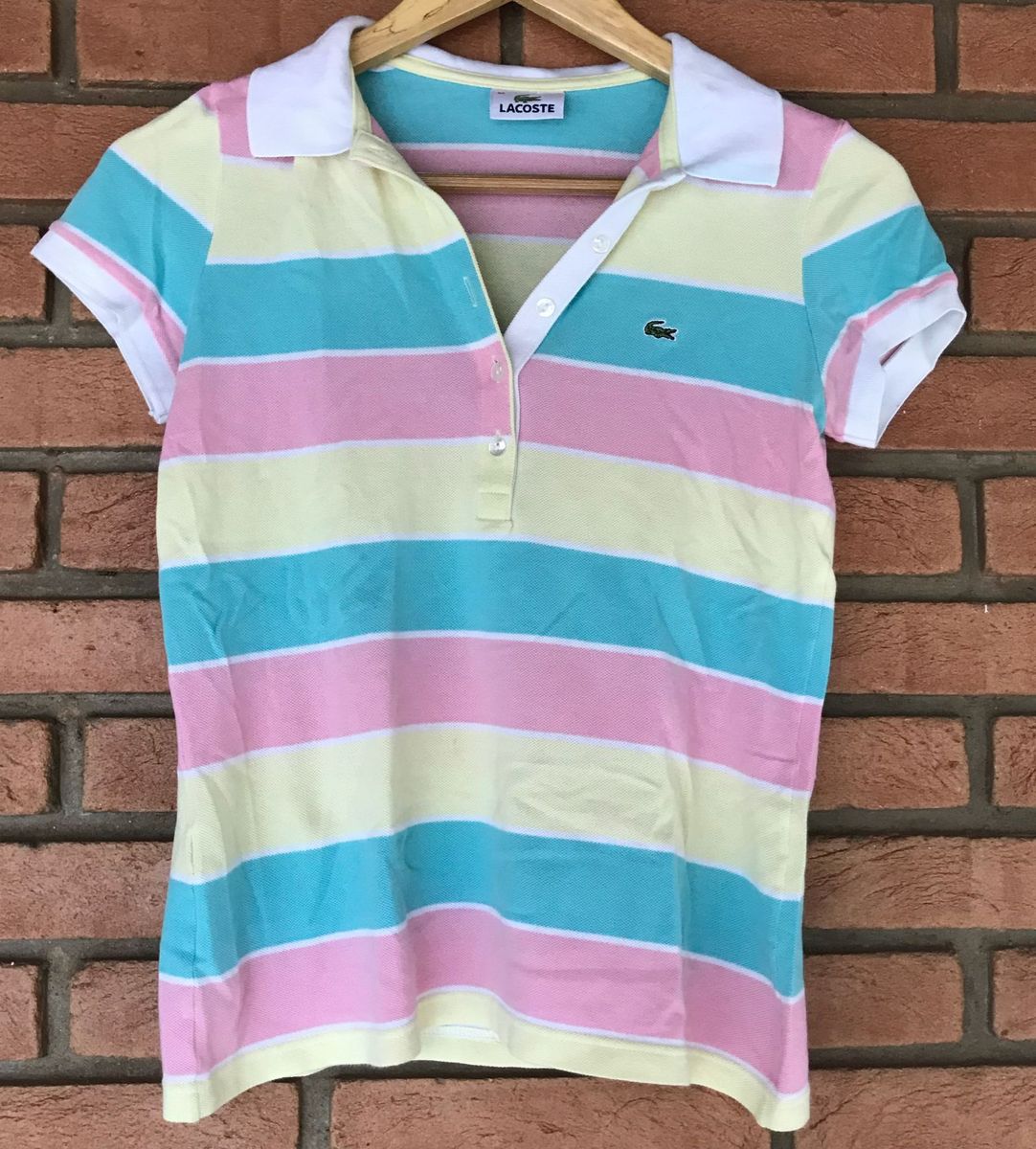 polo lacoste feminina listrada