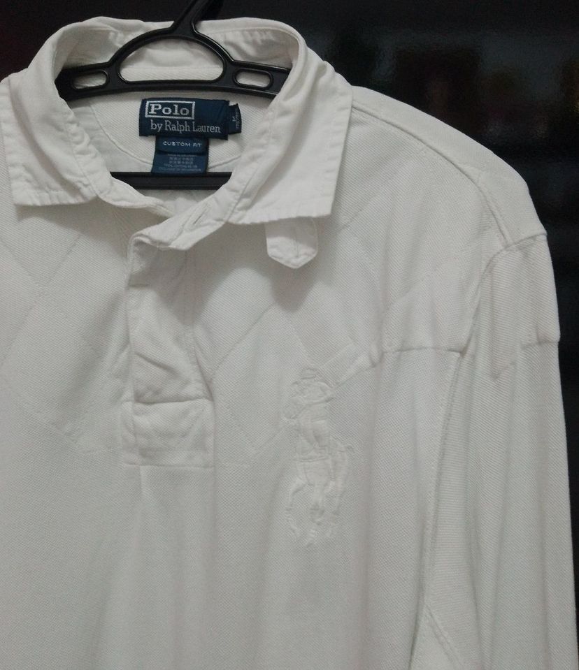 polo ralph lauren camisa masculina manga longa polo branca - manga longa polo ralph lauren