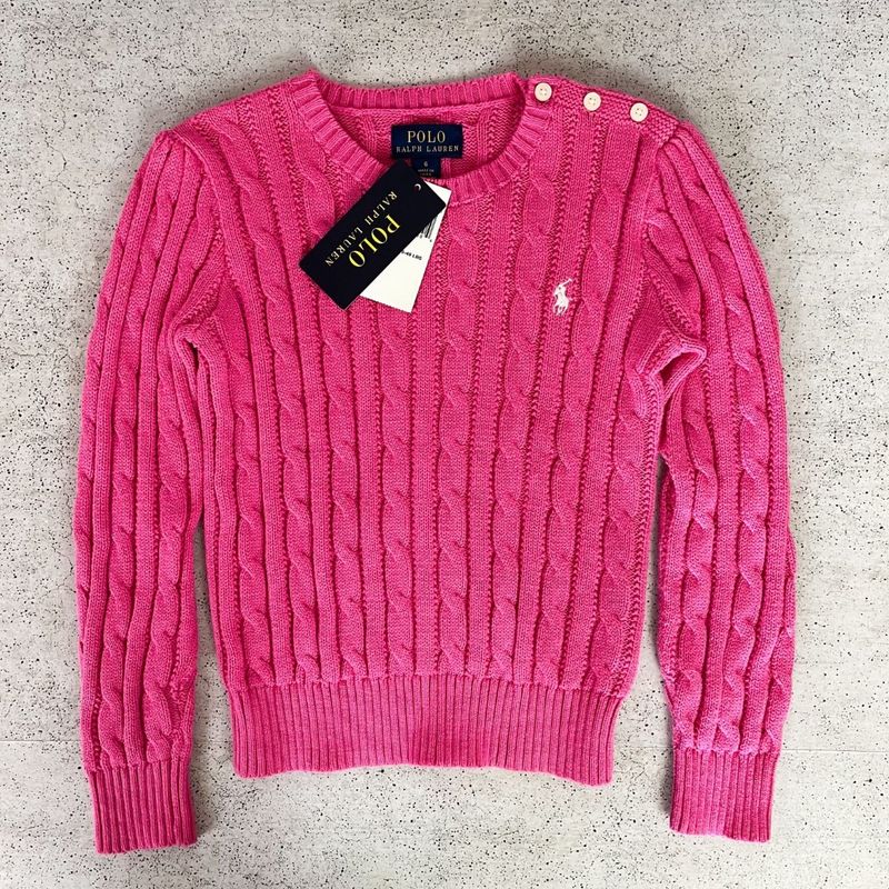 Polo Ralph Lauren Original com Etiqueta Suéter Pink Tamanho 6 Anos