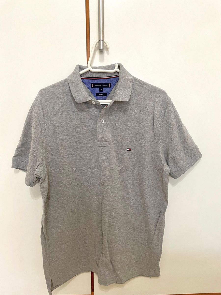 Camisa Tommy Hilfiger Polo Reta Cinza Original - BHNU7