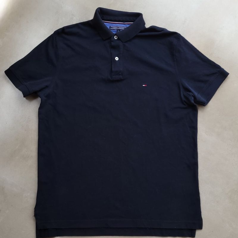 Polo Tommy Hilfiger Regular Fit Azul Tamanho M Original