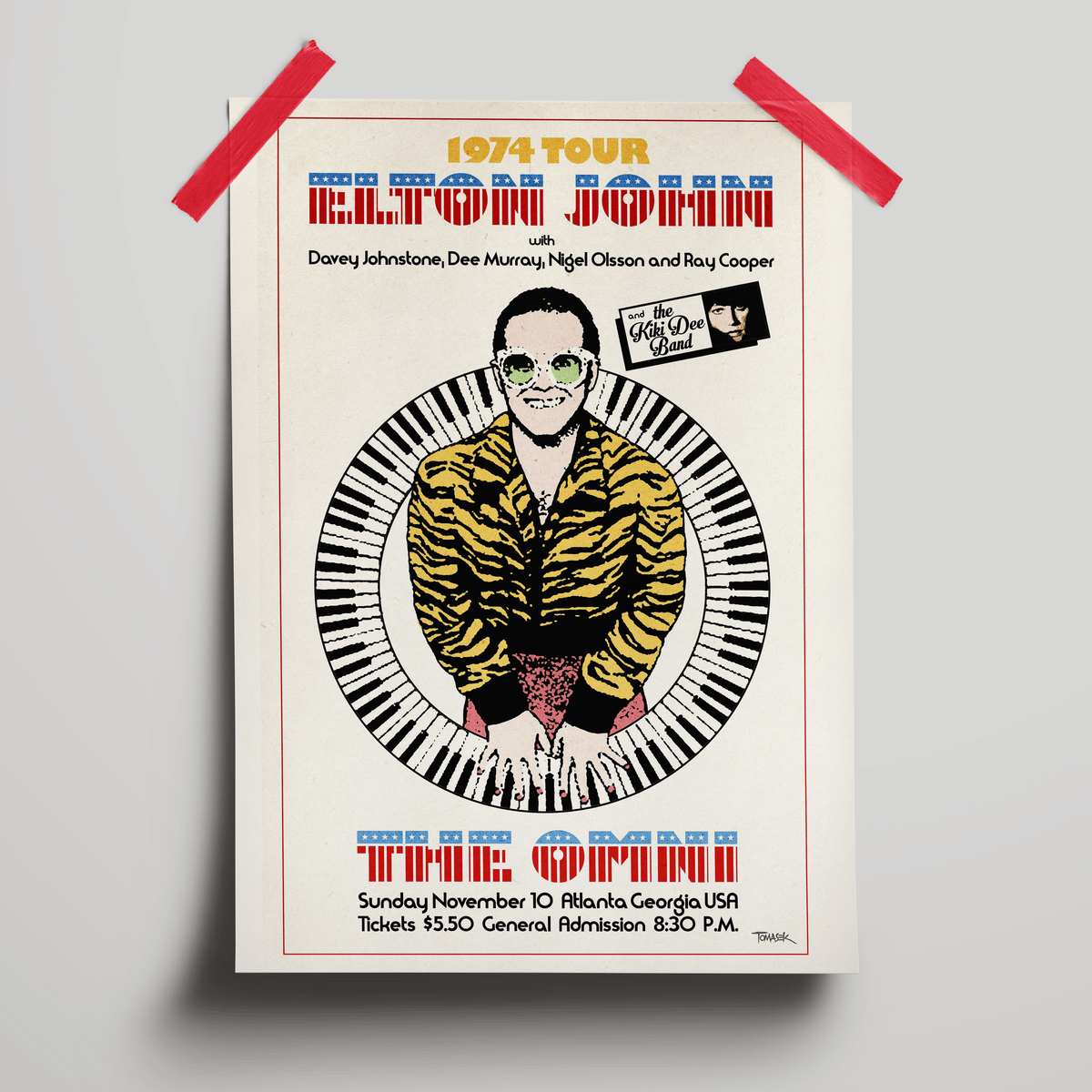Pôster Ilustrativo Decorativo | Elton John | 1974 Tour | Item de ...