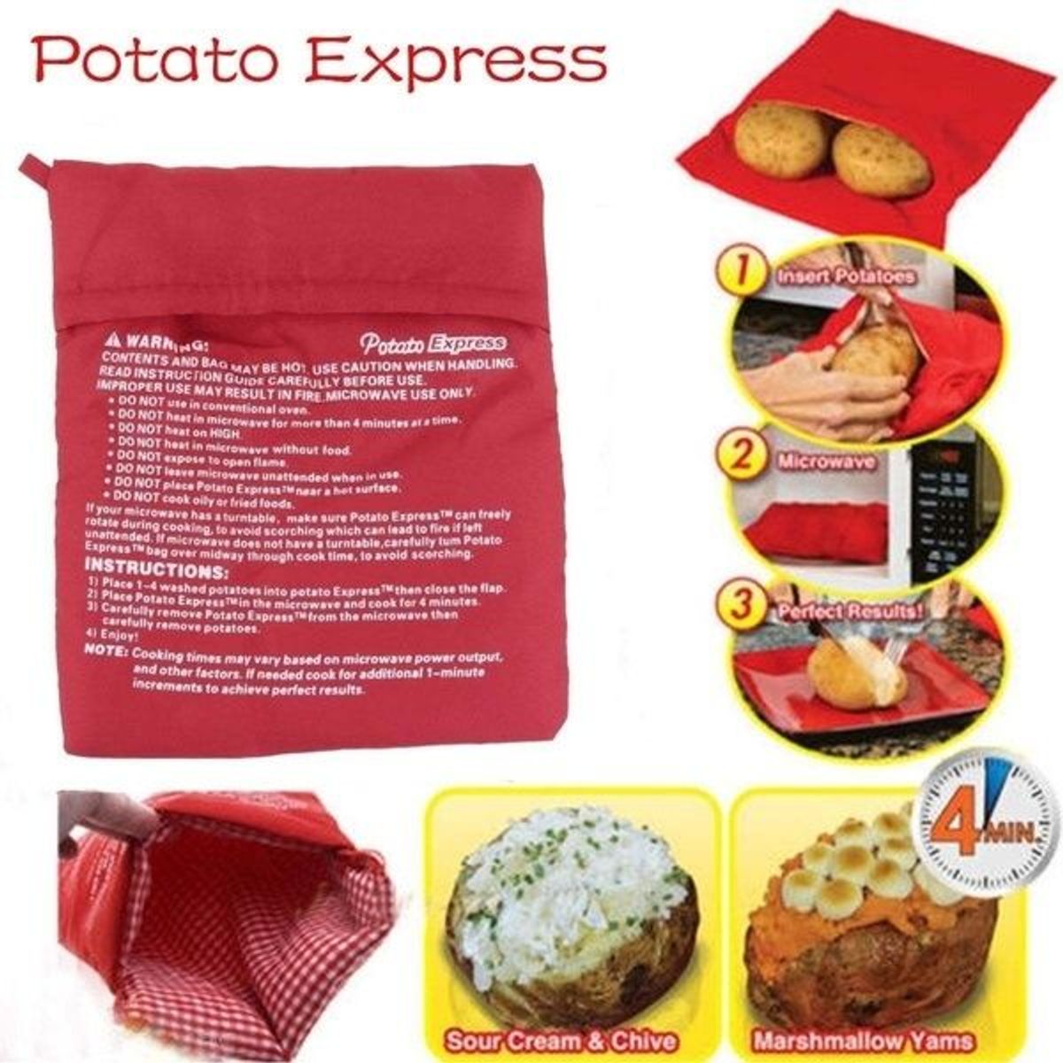 Potato Express Bag para Assar Batatas Móvel de Cozinha Nunca Usado