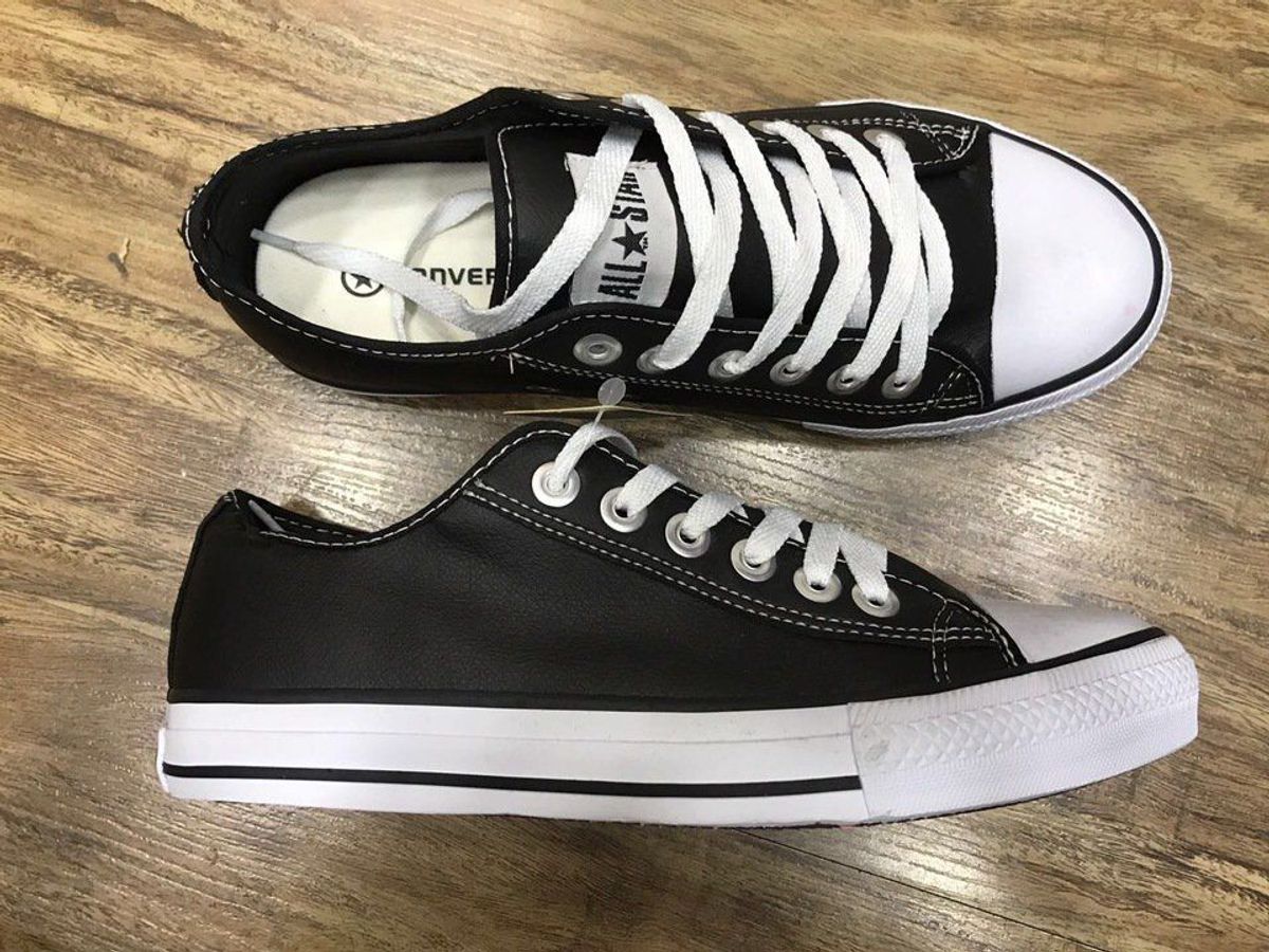 tenis all star feminino couro preto