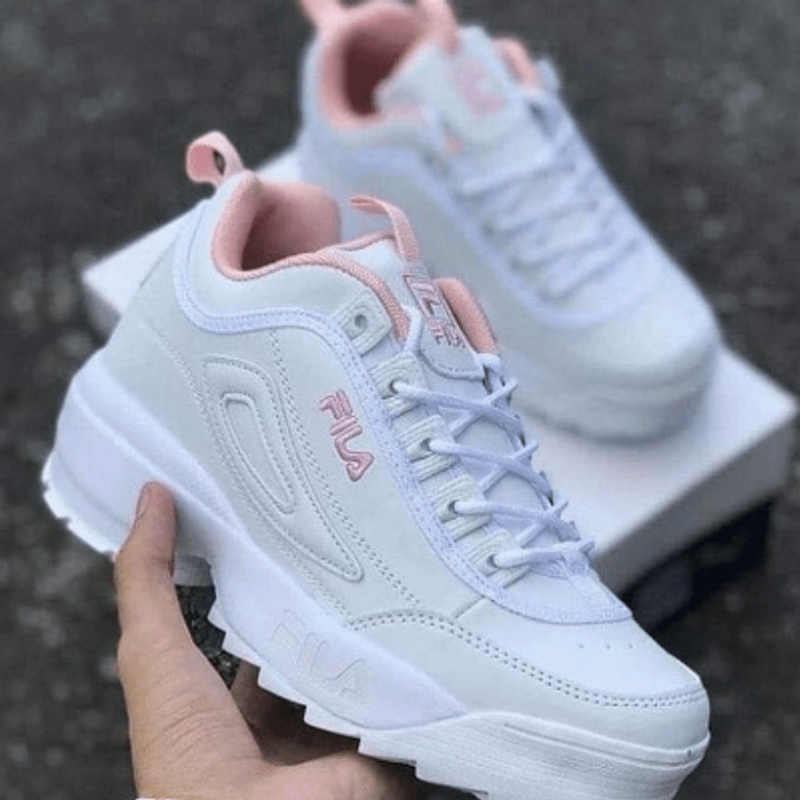 Tenis fila original 2024 branco e rosa