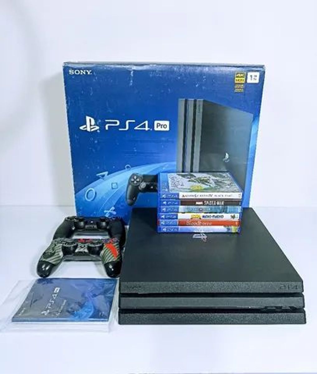 Ps4 Pro - 2 Controles - 5 Jogos Top - 1tb Standard - Preto | Console de  Videogame Sony Usado 77892120 | enjoei