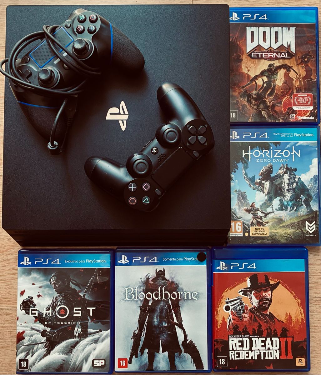 Video game Ps4 Pro 1tb com dois OU um controles + 2 headset rgb + 2 jogos -  Semi novo - Oferta