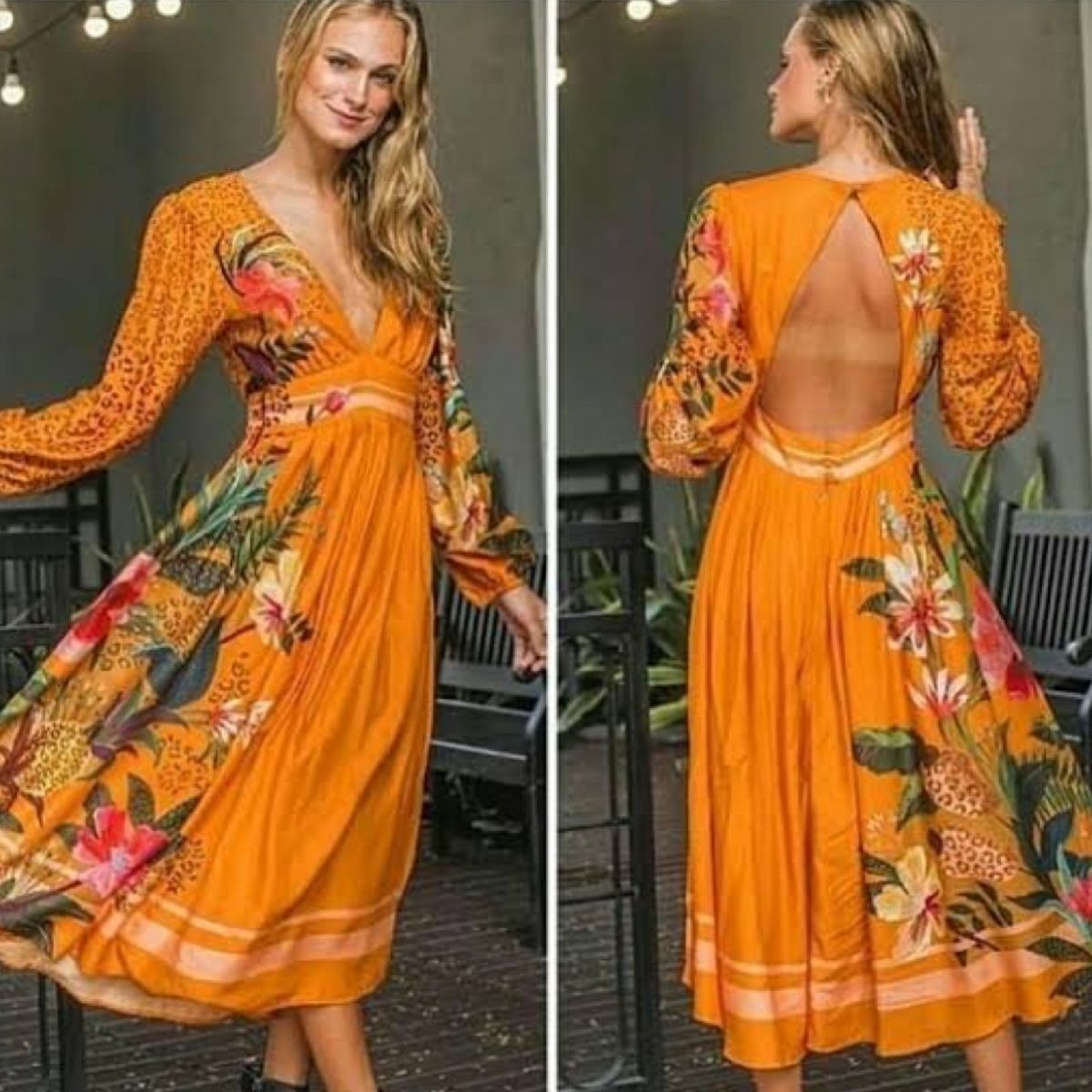 vestido onça em flor farm