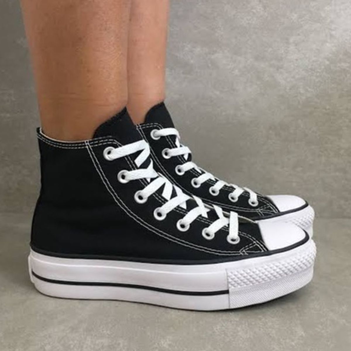 All Star Preto Cano Médio Plataforma | Tênis Feminino Converse Usado  34464560 | enjoei