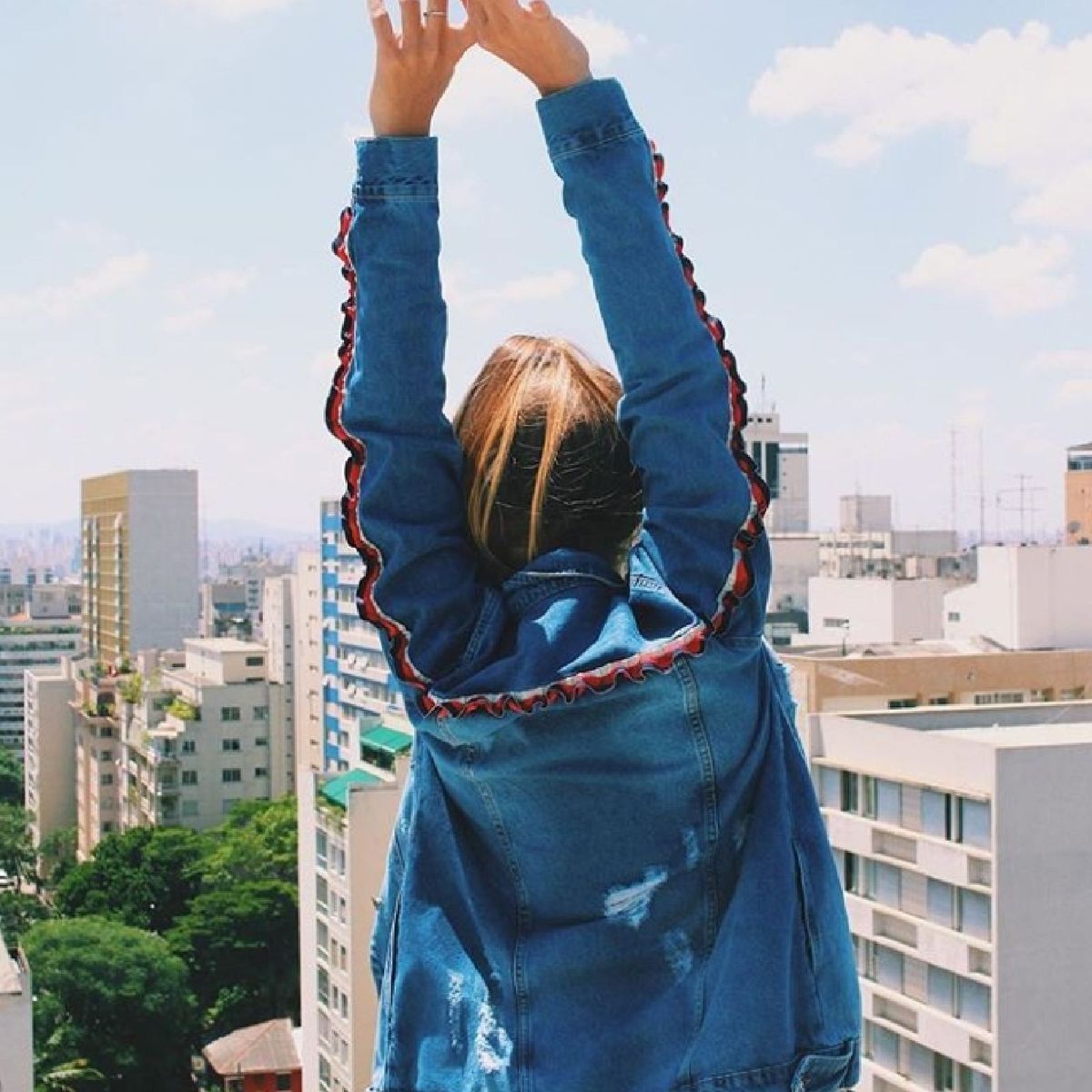 jaqueta maxi jeans feminina lady rock