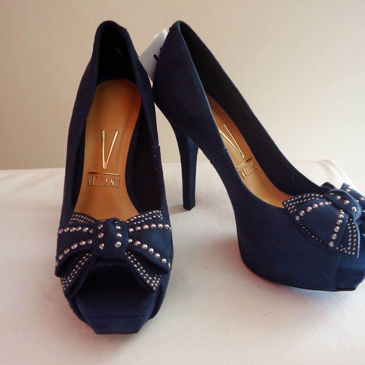 peep toe vizzano azul marinho