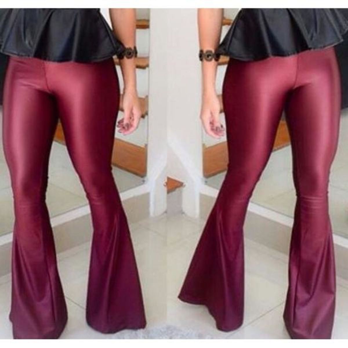 calça flare cirre marsala