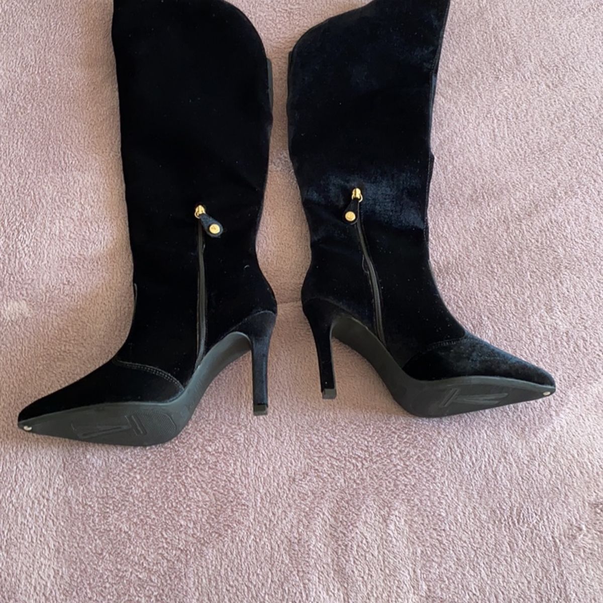 bota veludo cano alto vizzano