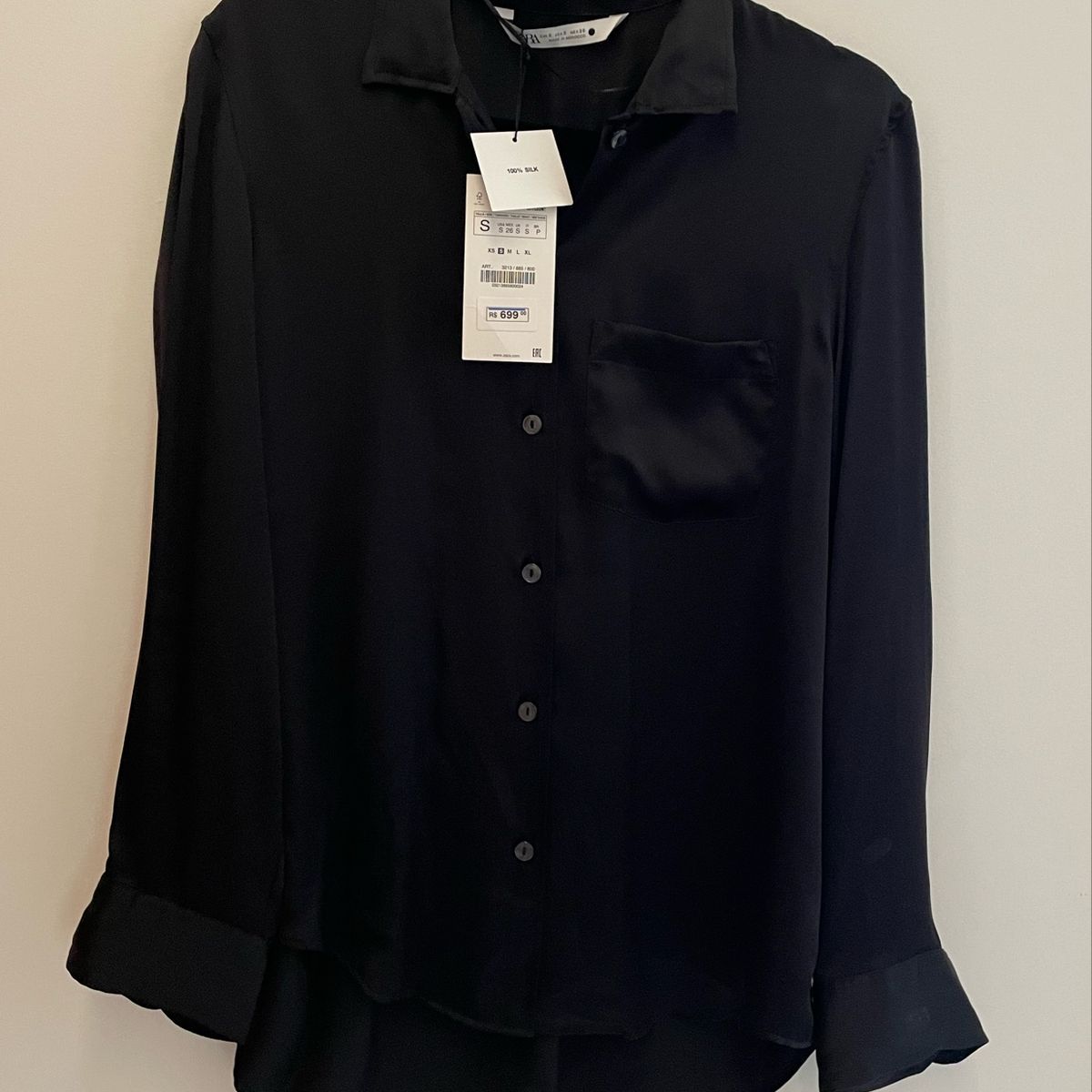 Bata de Seda Pura Zara Portugal, Blusa Feminina Zara Nunca Usado 91042011